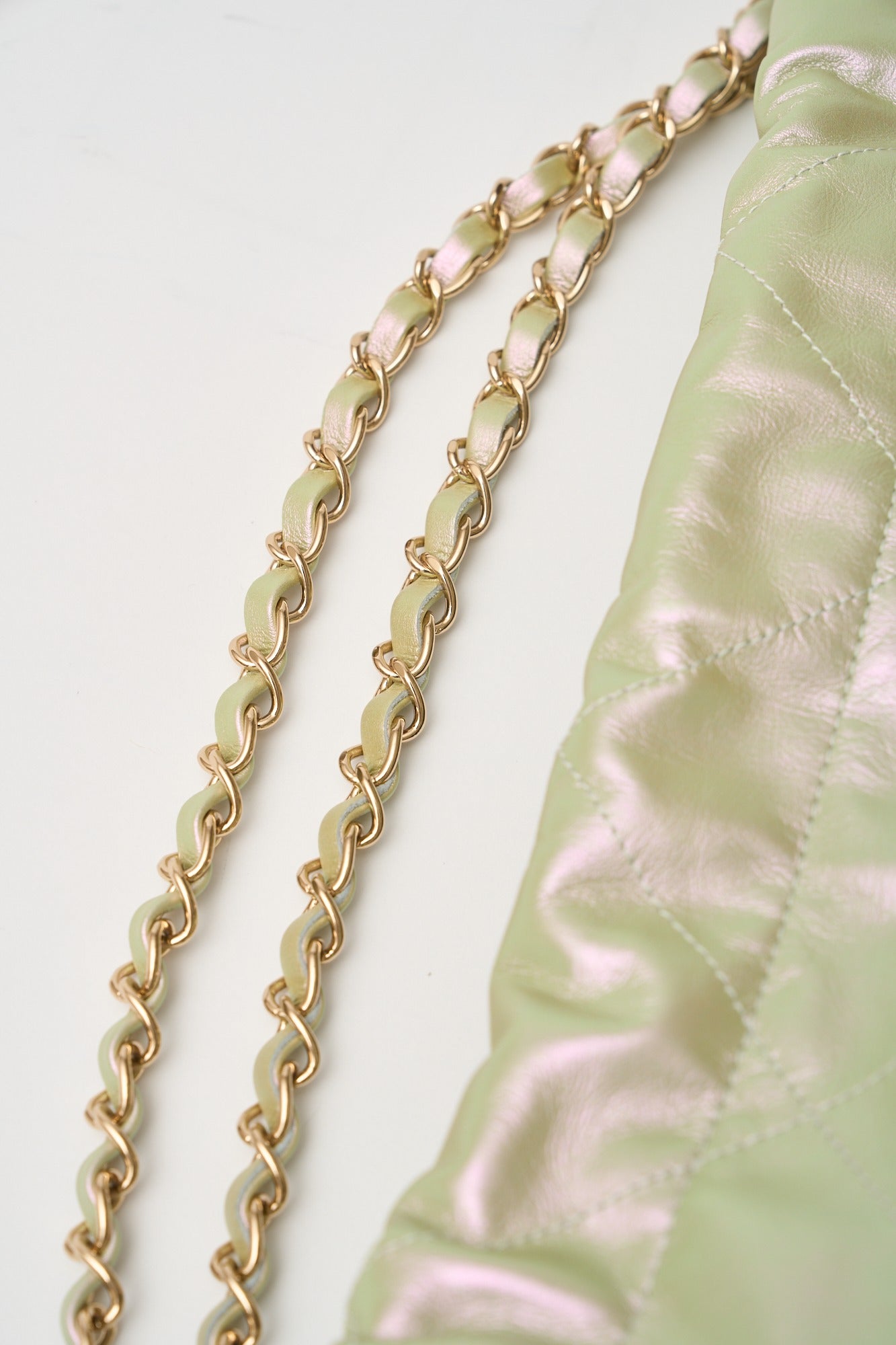Chanel 22 Light Green Lambskin Gold-Tone Metal