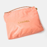 Chanel 22 Light Orange Lambskin Gold-Tone Metal