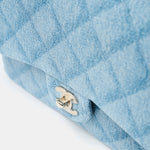 Chanel Classic Double Flap Medium Light Blue Denim GHW