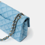 Chanel Classic Double Flap Medium Light Blue Denim GHW
