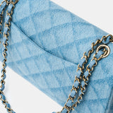Chanel Classic Double Flap Medium Light Blue Denim GHW
