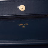 Chanel Classic Wallet On Chain Dark Blue Denim GHW