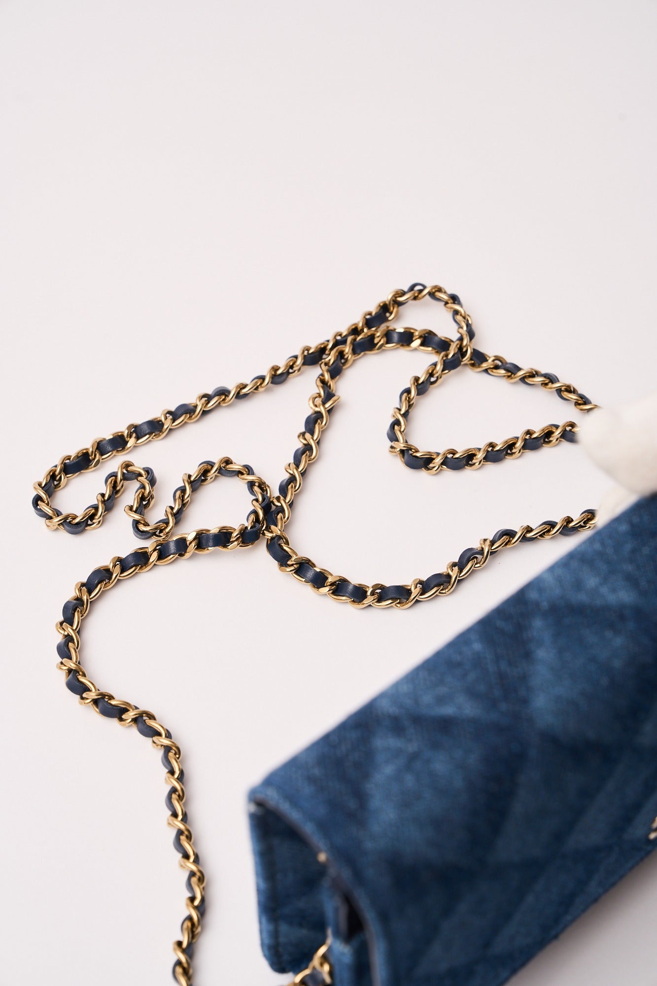 Chanel Classic Wallet On Chain Dark Blue Denim GHW