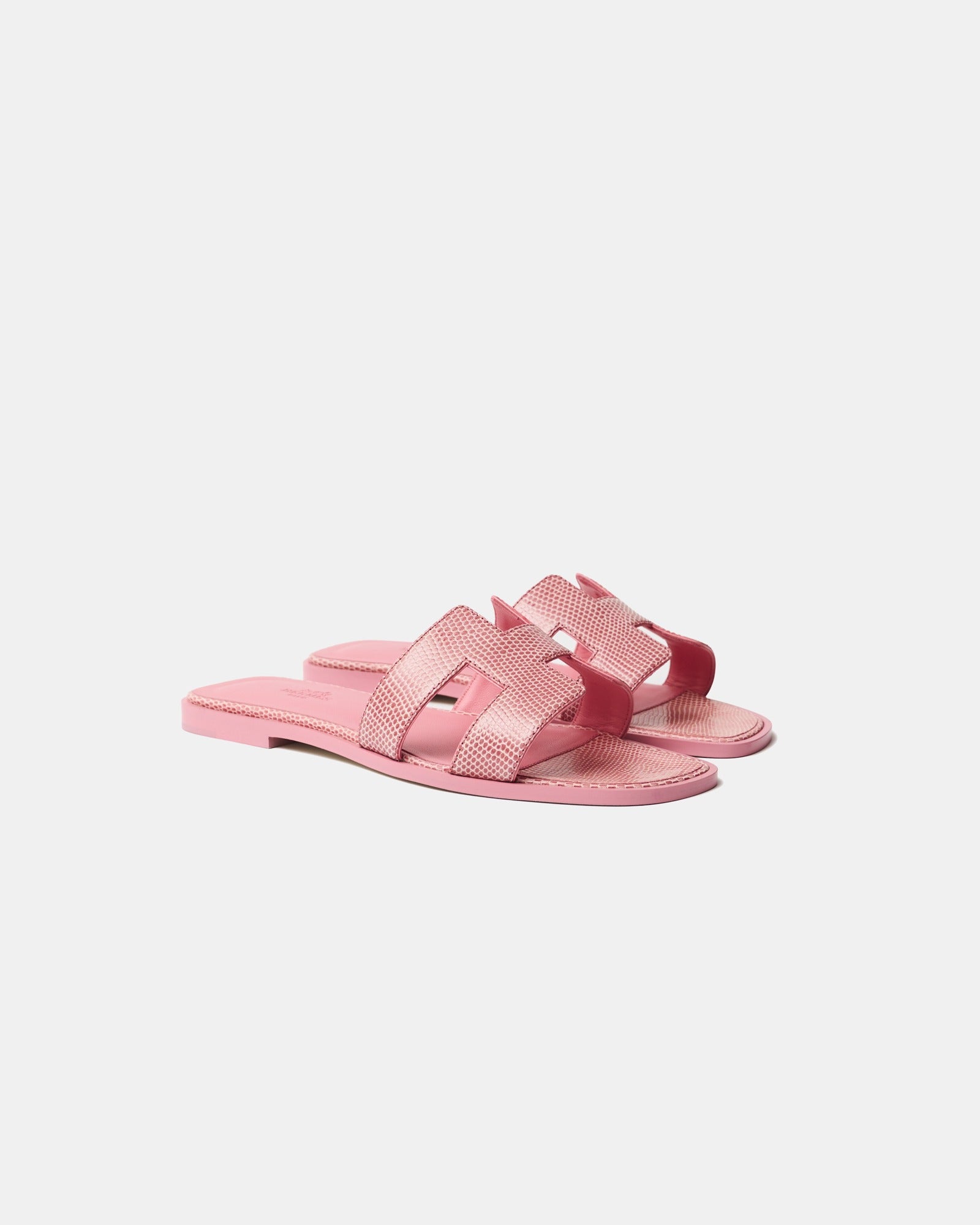 Hermès Oran Rose Jaipur Lizard Sandals