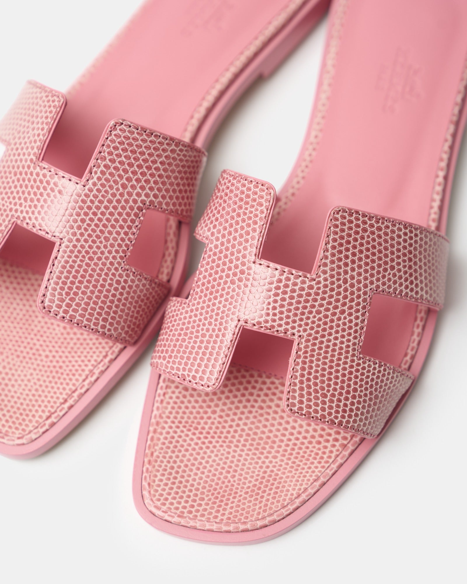 Hermès Oran Rose Jaipur Lizard Sandals