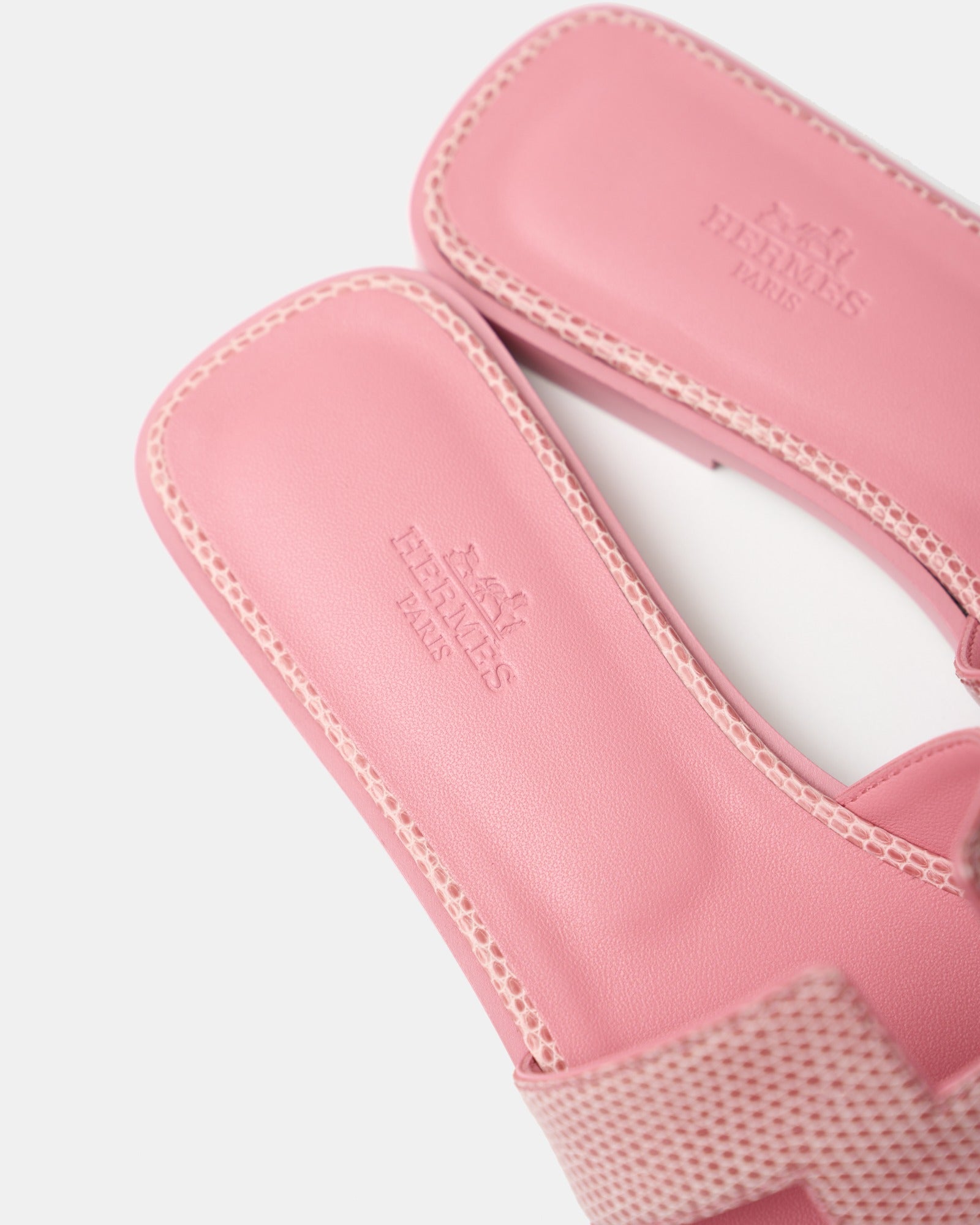 Hermès Oran Rose Jaipur Lizard Sandals