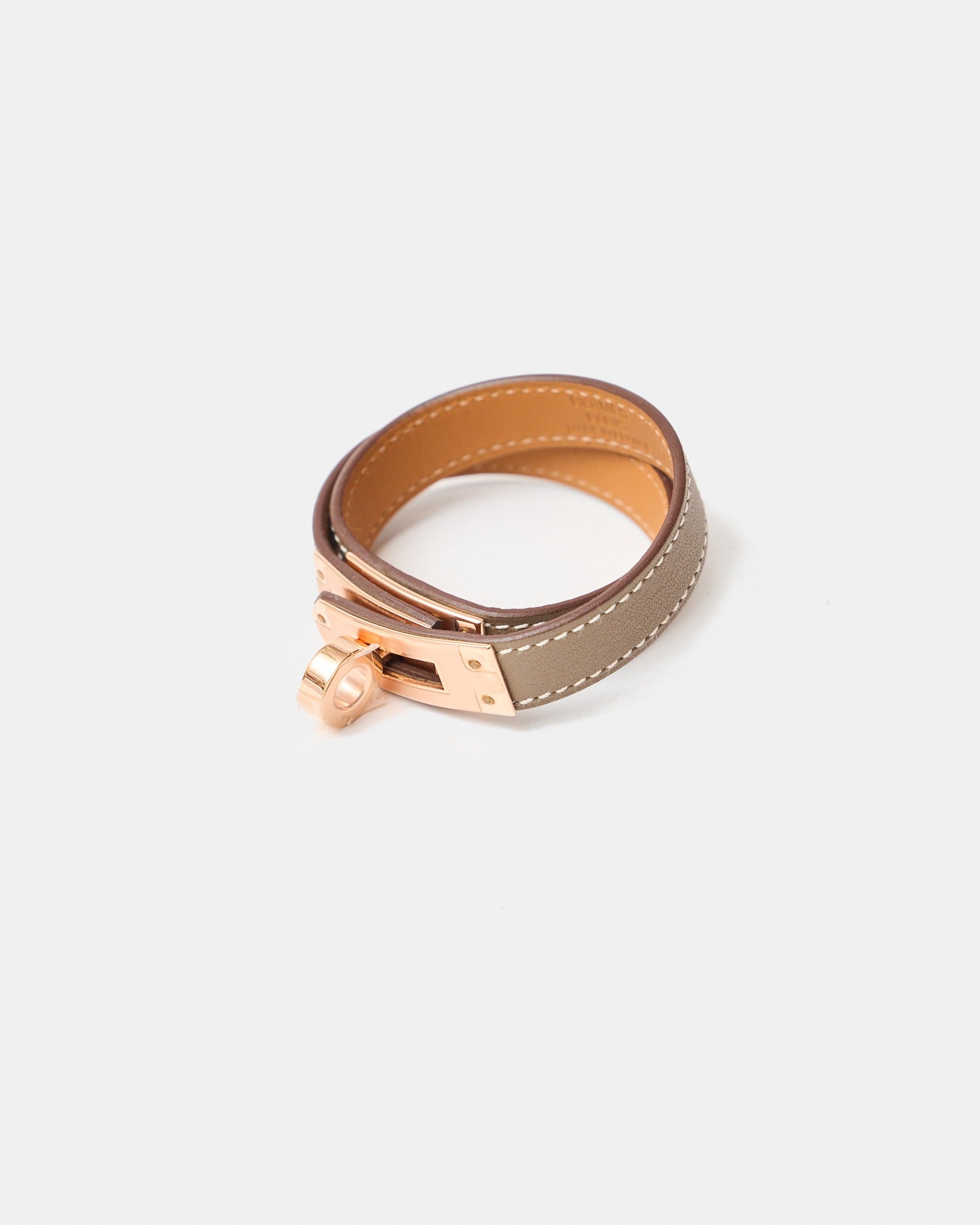 Hermès Mini Kelly Double Tour Etoupe Swift Bracelet GHW