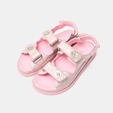 Chanel Pink Laminated Calfskin Dad Sandals