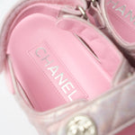 Chanel Pink Laminated Calfskin Dad Sandals