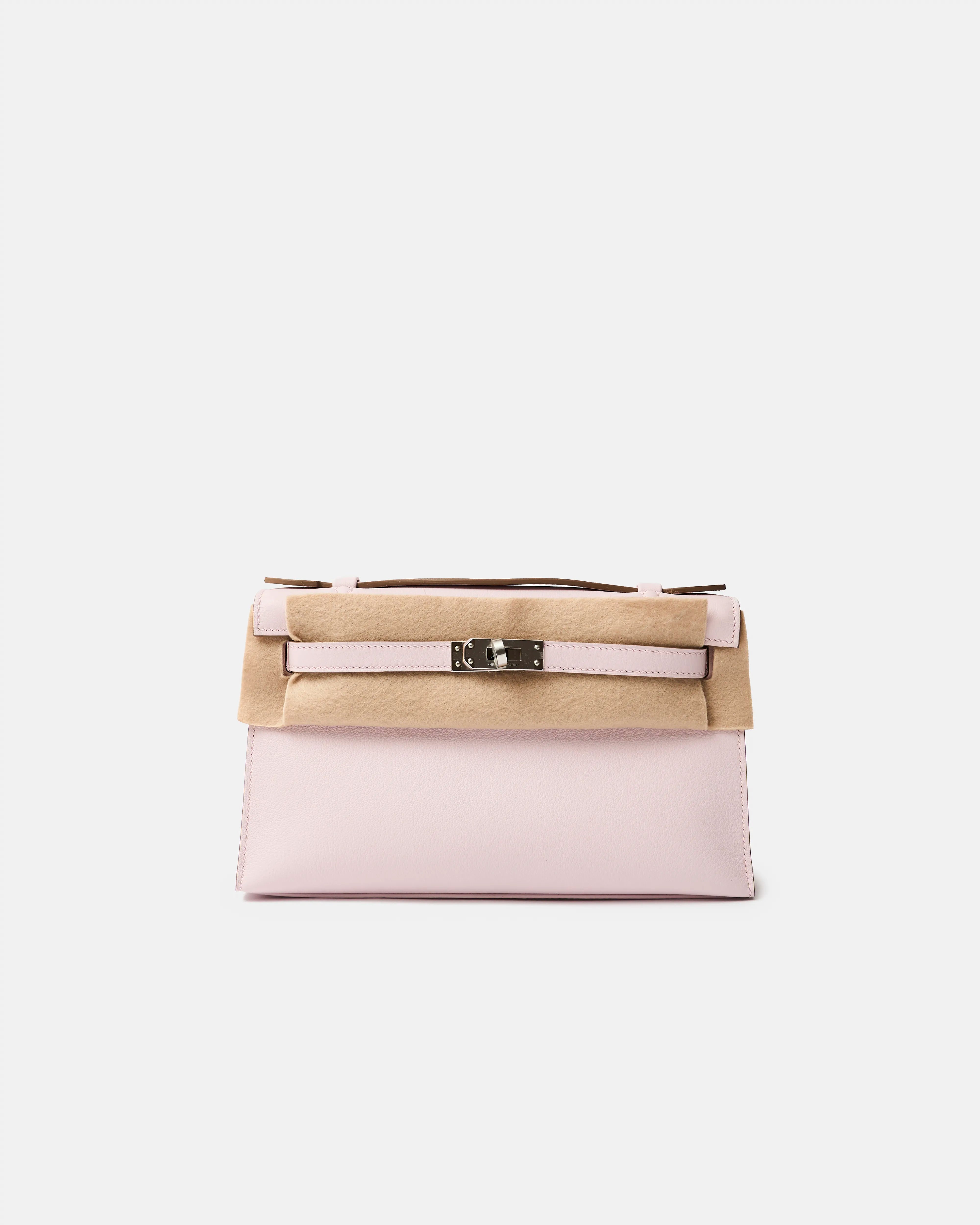 Hermès Kelly Pochette Mauve Pale Swift PHW