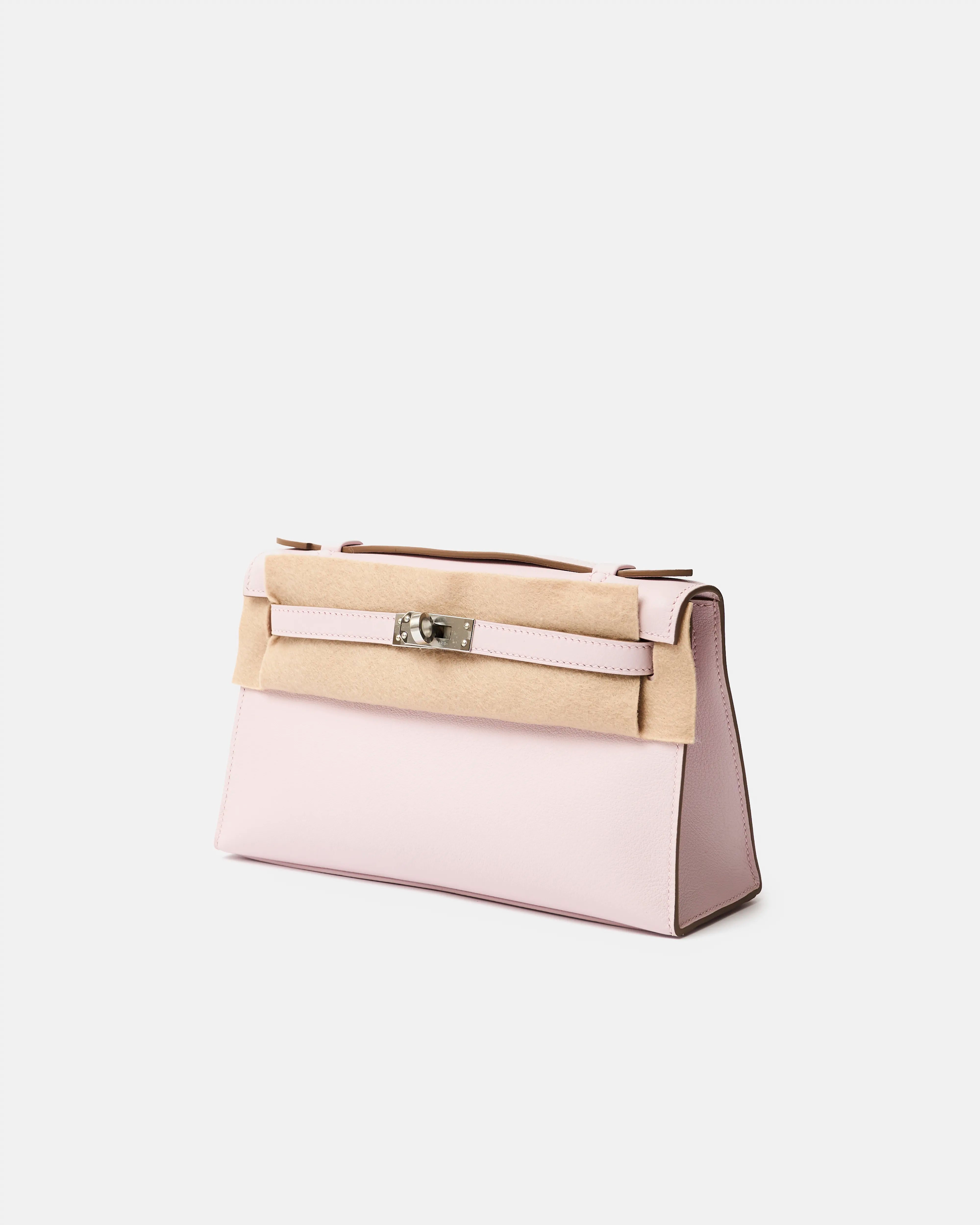 Hermès Kelly Pochette Mauve Pale Swift PHW