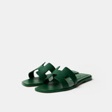 Hermès Oran Vert Cactus Epsom Sandals
