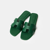 Hermès Oran Vert Cactus Epsom Sandals