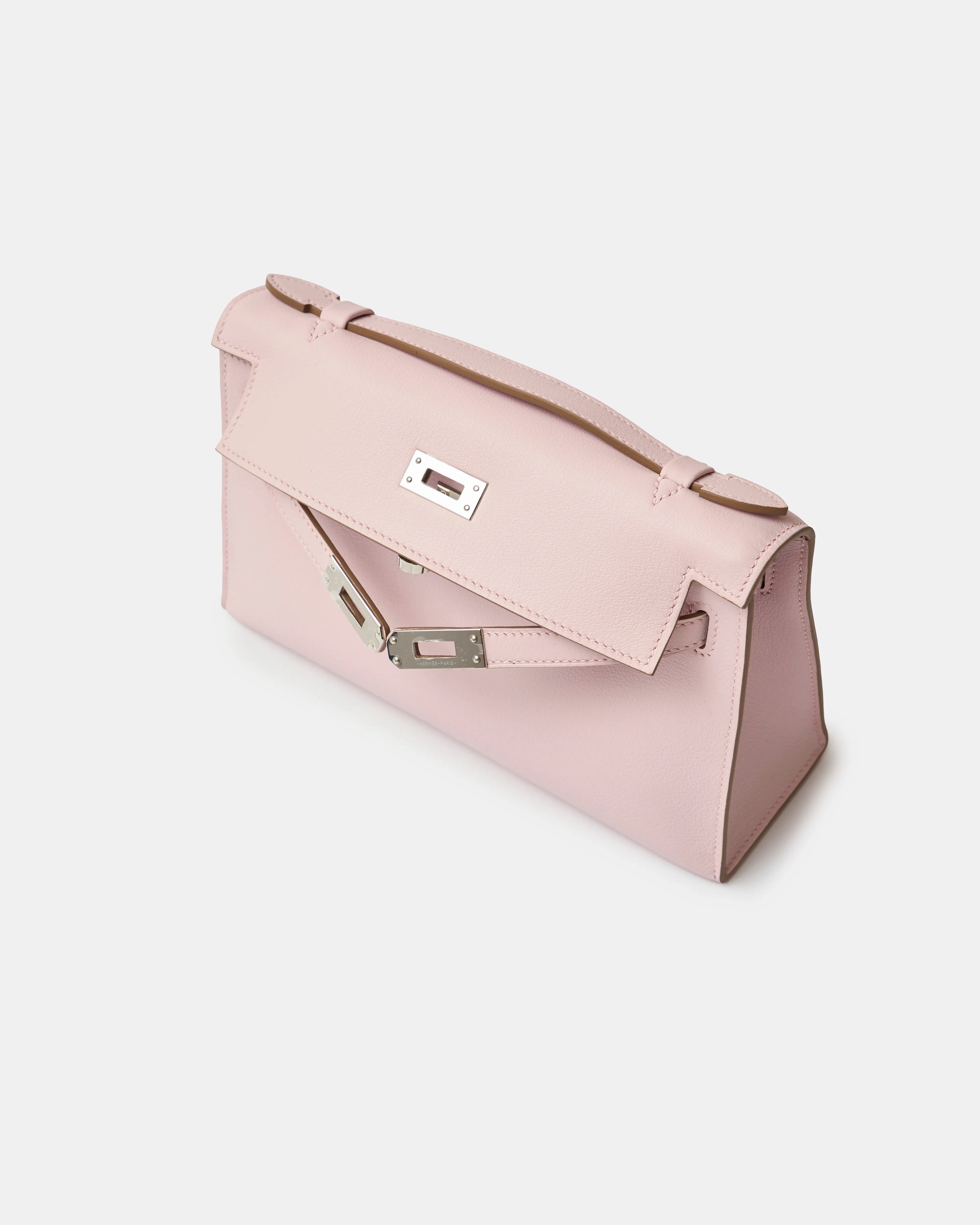 Hermès Kelly Pochette Mauve Pale Swift PHW