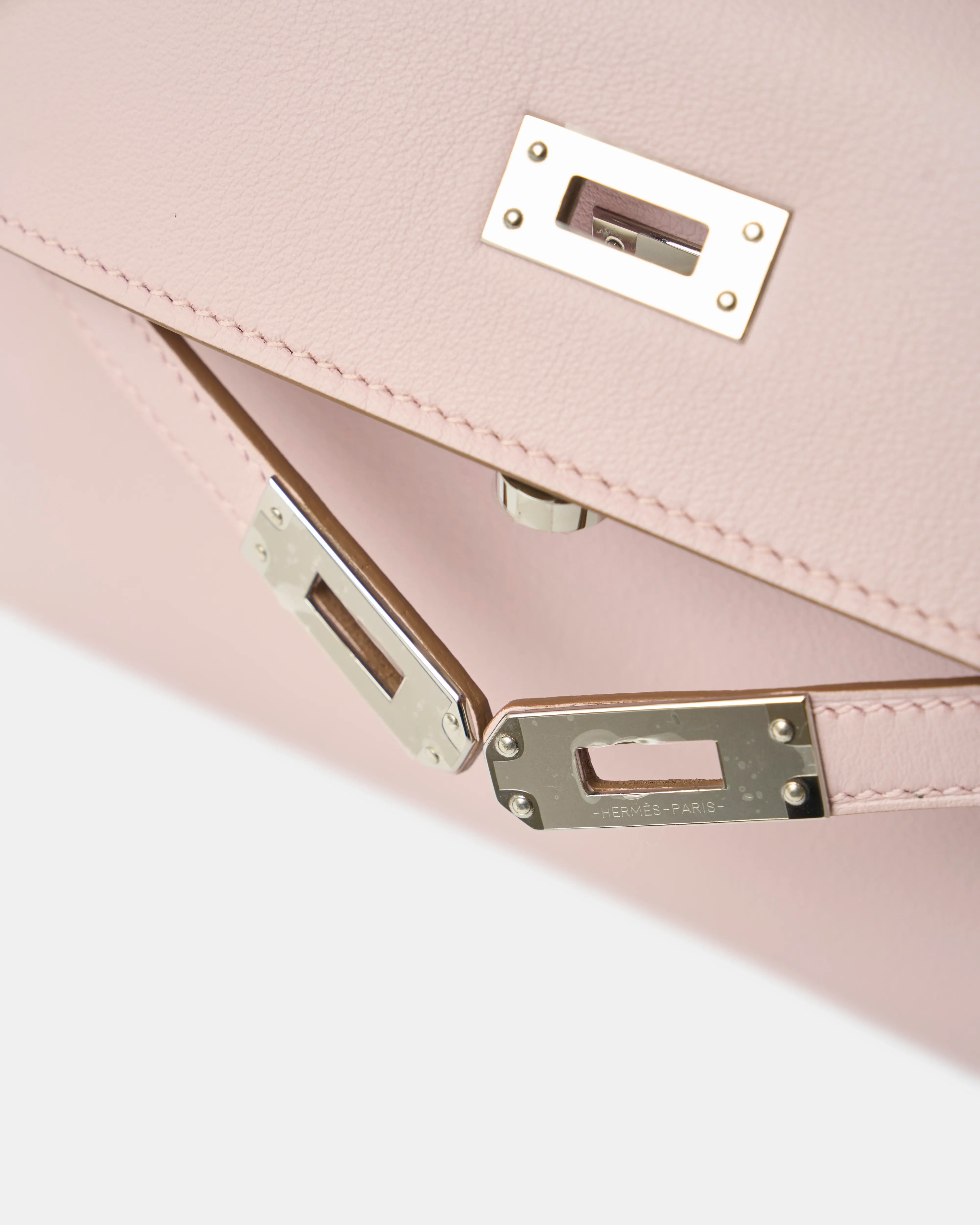 Hermès Kelly Pochette Mauve Pale Swift PHW