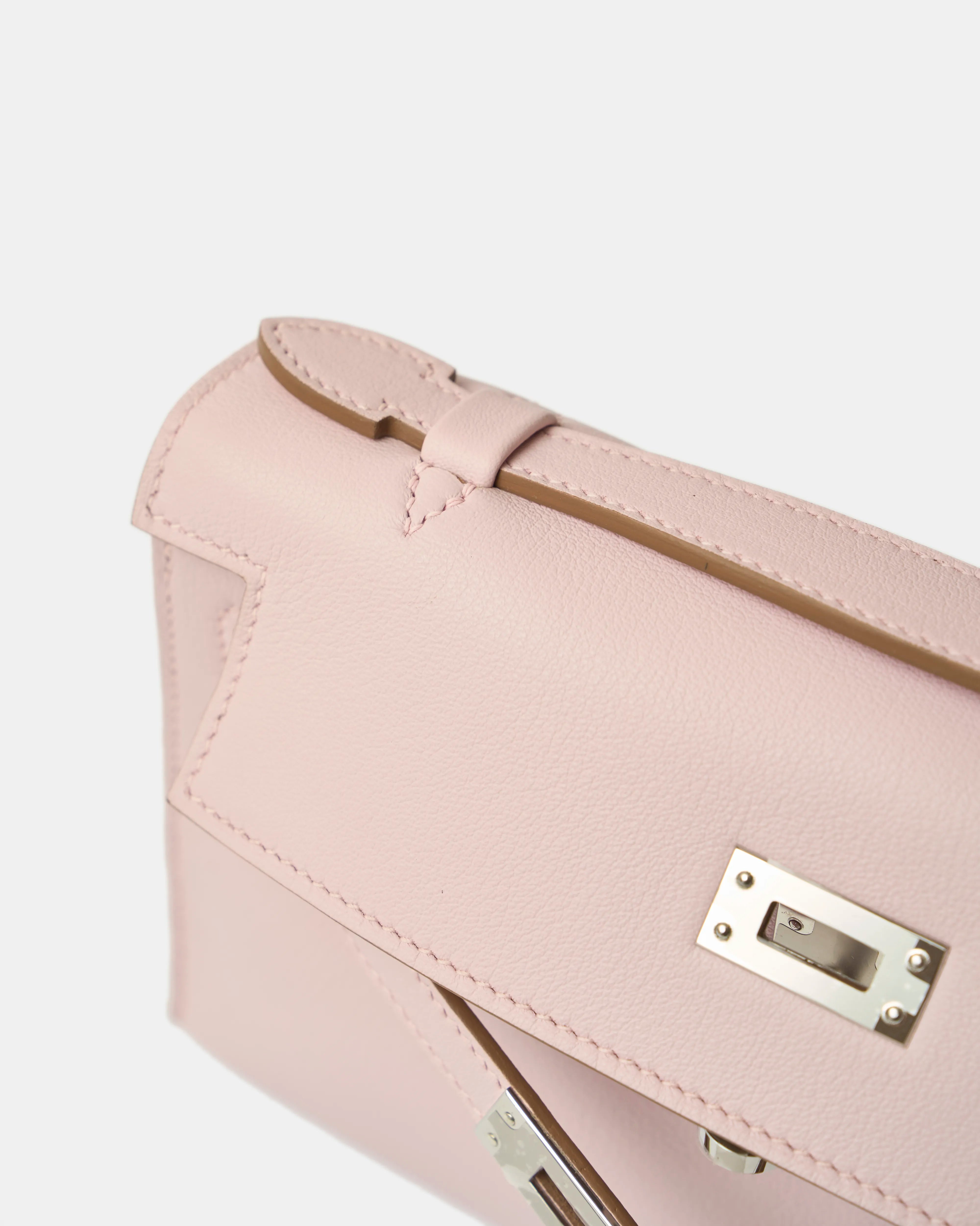 Hermès Kelly Pochette Mauve Pale Swift PHW