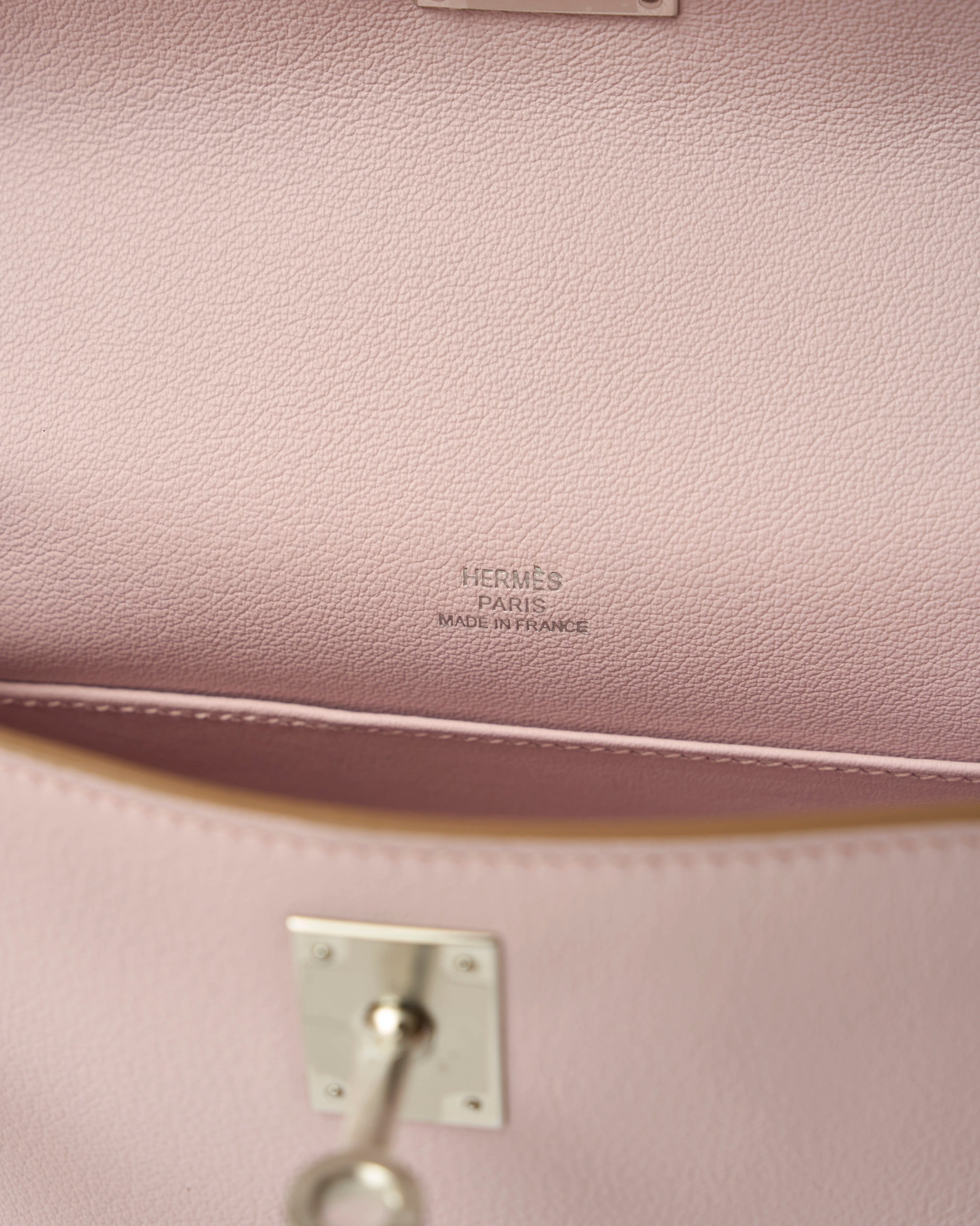 Hermès Kelly Pochette Mauve Pale Swift PHW
