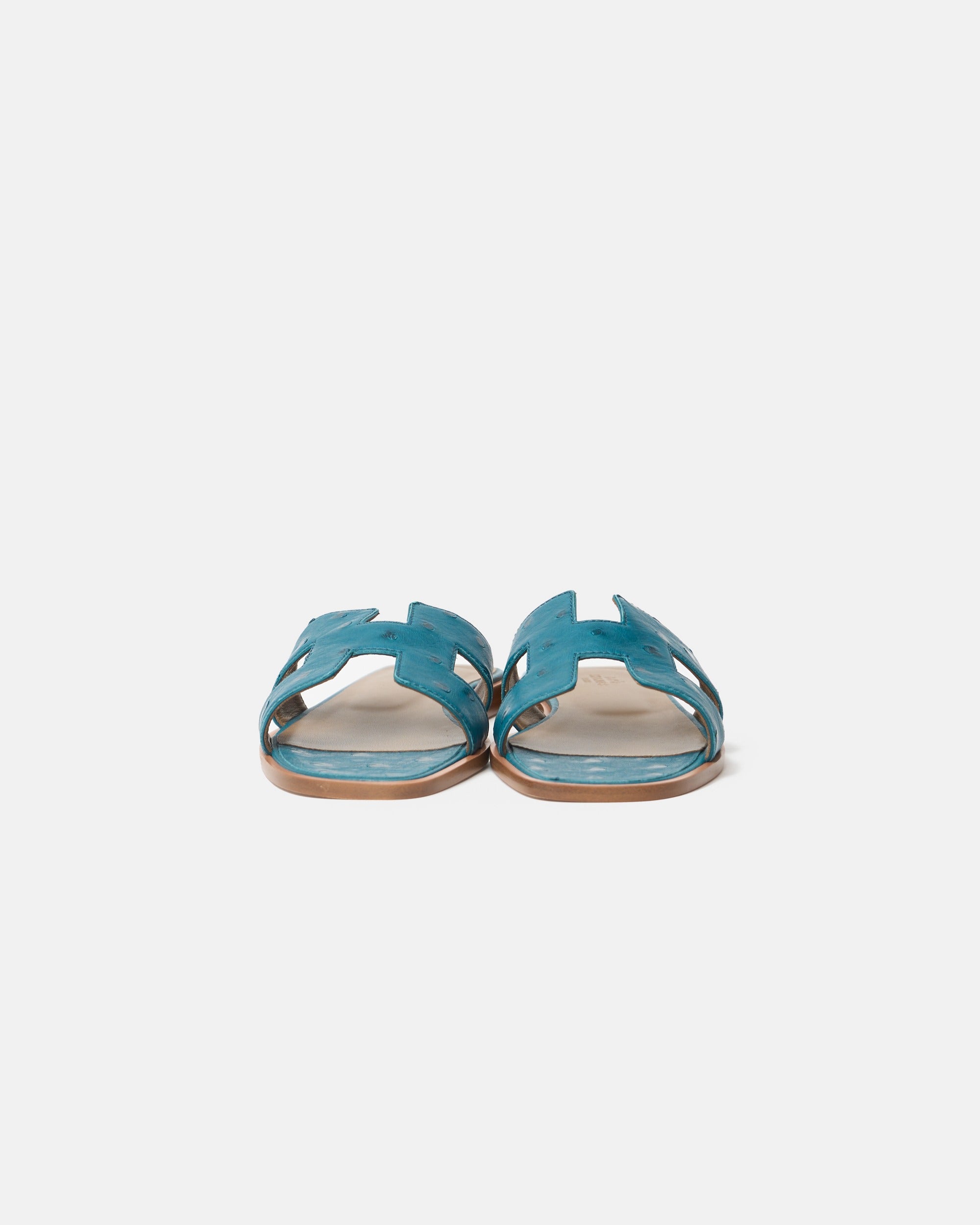 Hermès Oran Bleu Ostrich Sandals