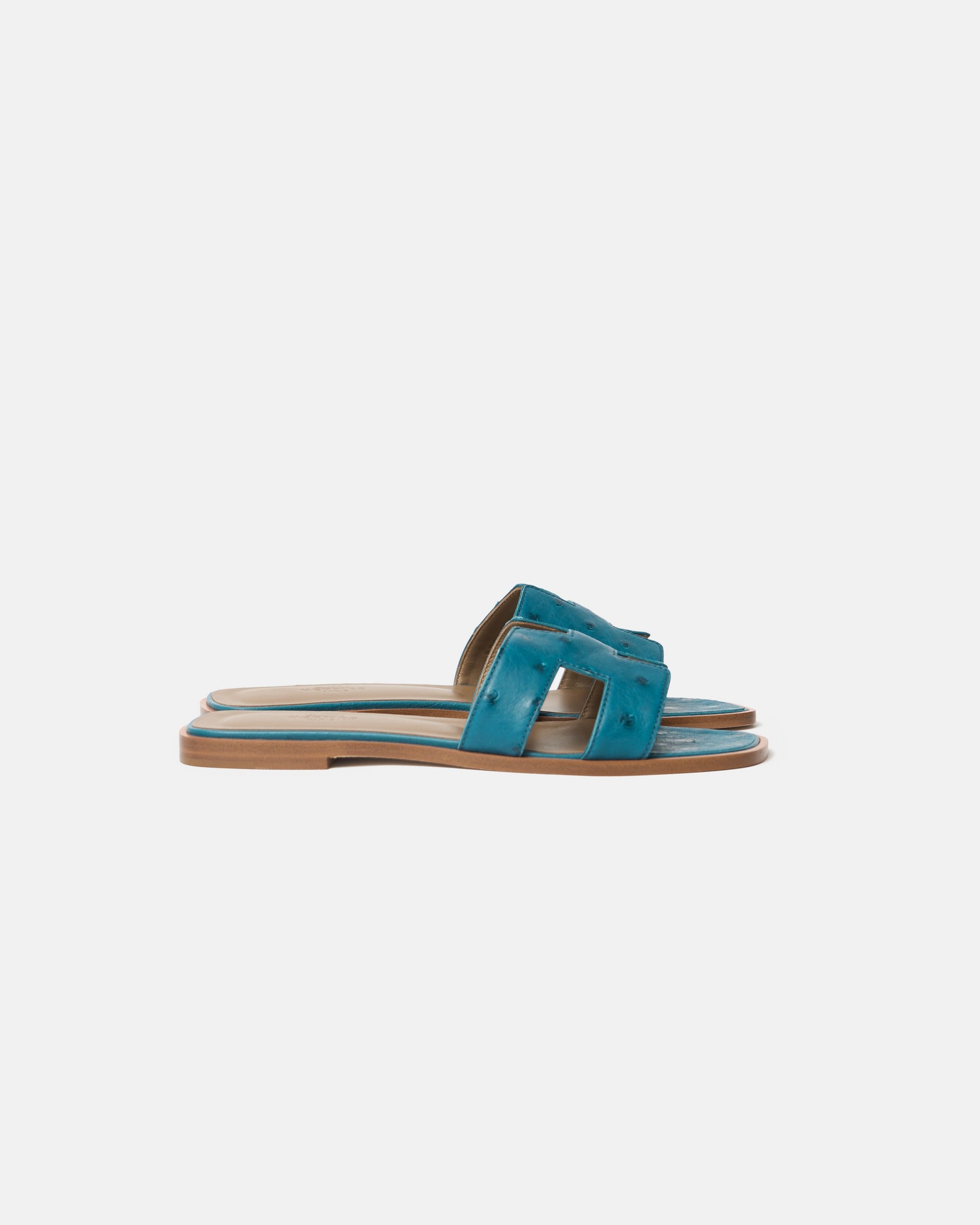 Hermès Oran Bleu Ostrich Sandals