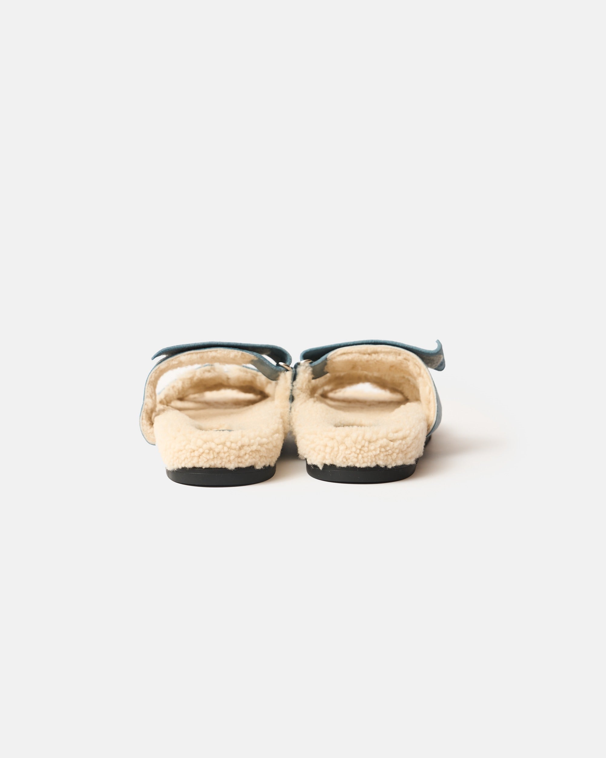 Hermès Chypre Peau Lainee Bleu Pinède / Écru Sandals