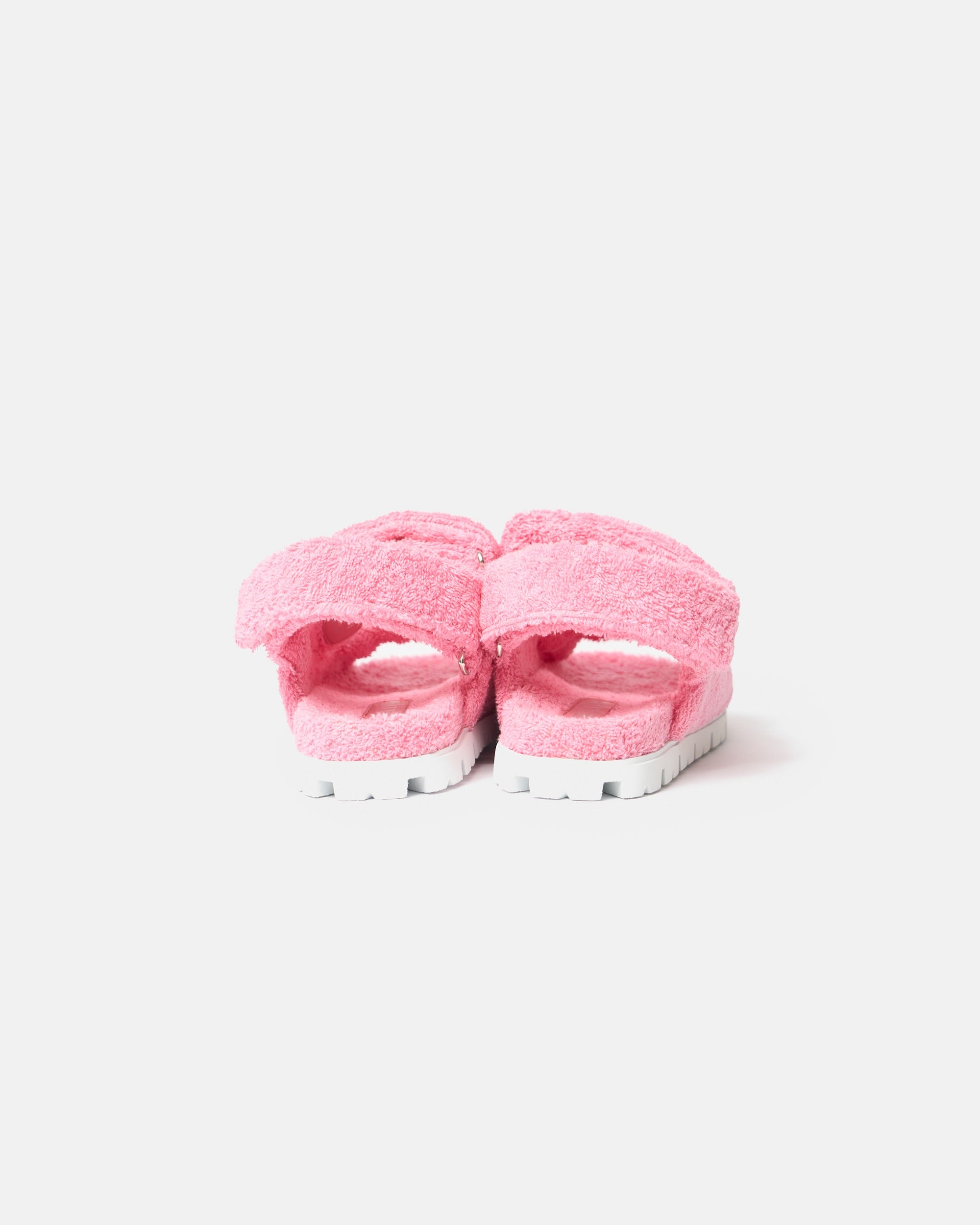 Prada Terry-Cloth Chunky Slingback Pink Sandals