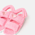 Prada Terry-Cloth Chunky Slingback Pink Sandals