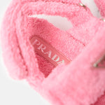 Prada Terry-Cloth Chunky Slingback Pink Sandals