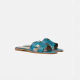 Hermès Oran Bleu Ostrich Sandals
