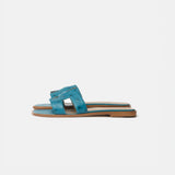 Hermès Oran Bleu Ostrich Sandals