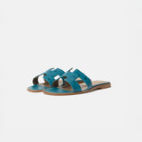 Hermès Oran Bleu Ostrich Sandals