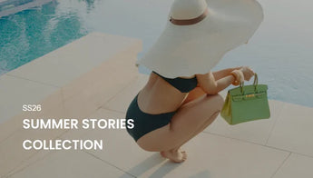 Hermès Birkin 30 bag in Vert Criquet Epsom leather with gold hardware styled poolside