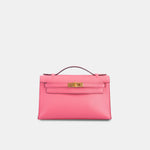 Hermès Kelly Pochette Rose Azalee Swift GHW