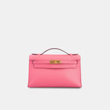 Hermès Kelly Pochette Rose Azalee Swift GHW