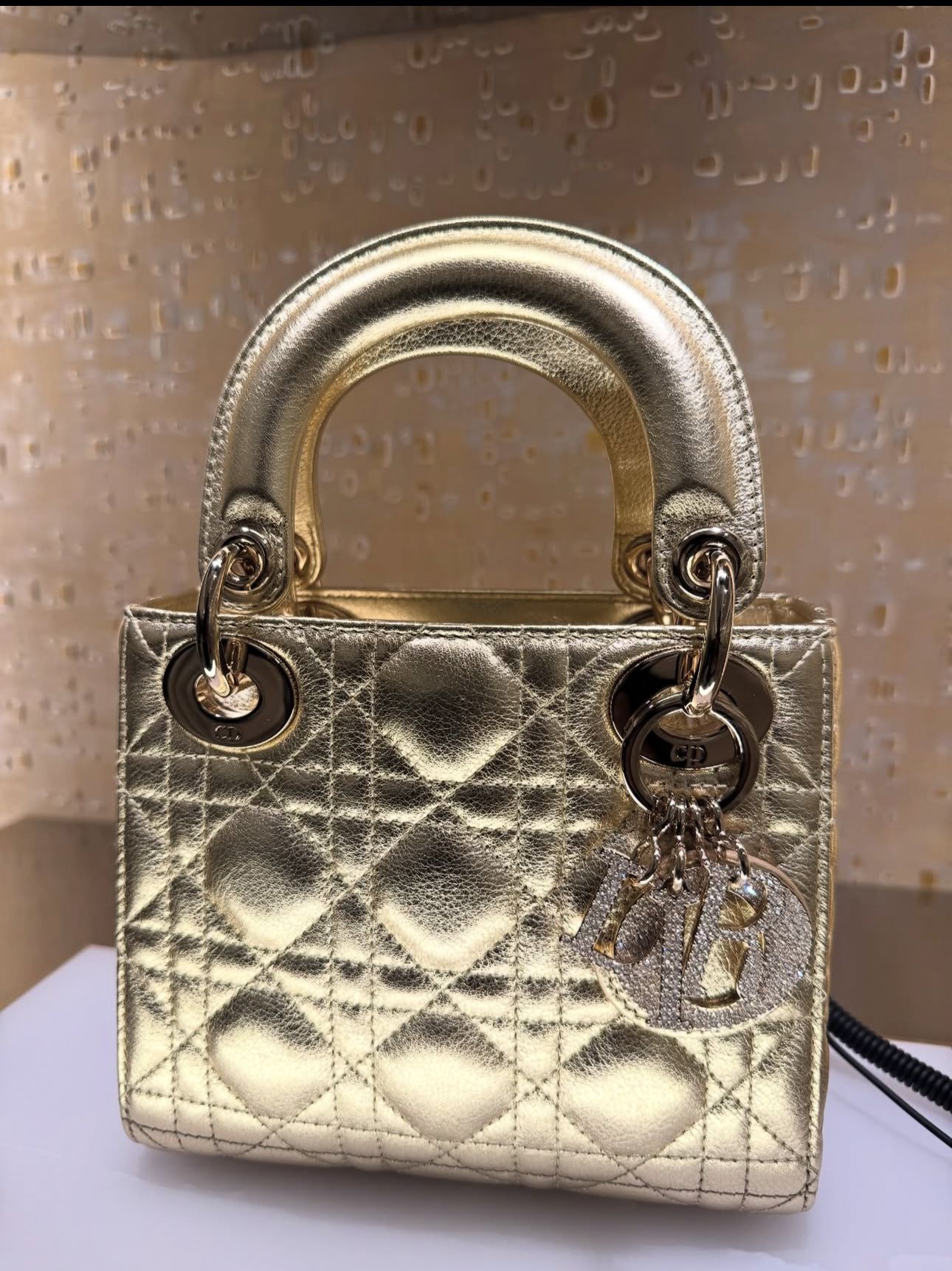 Dior Mini Lady Dior Metallic Gold