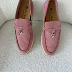 Loro Piana Summer Charms Walk Pink Loafers