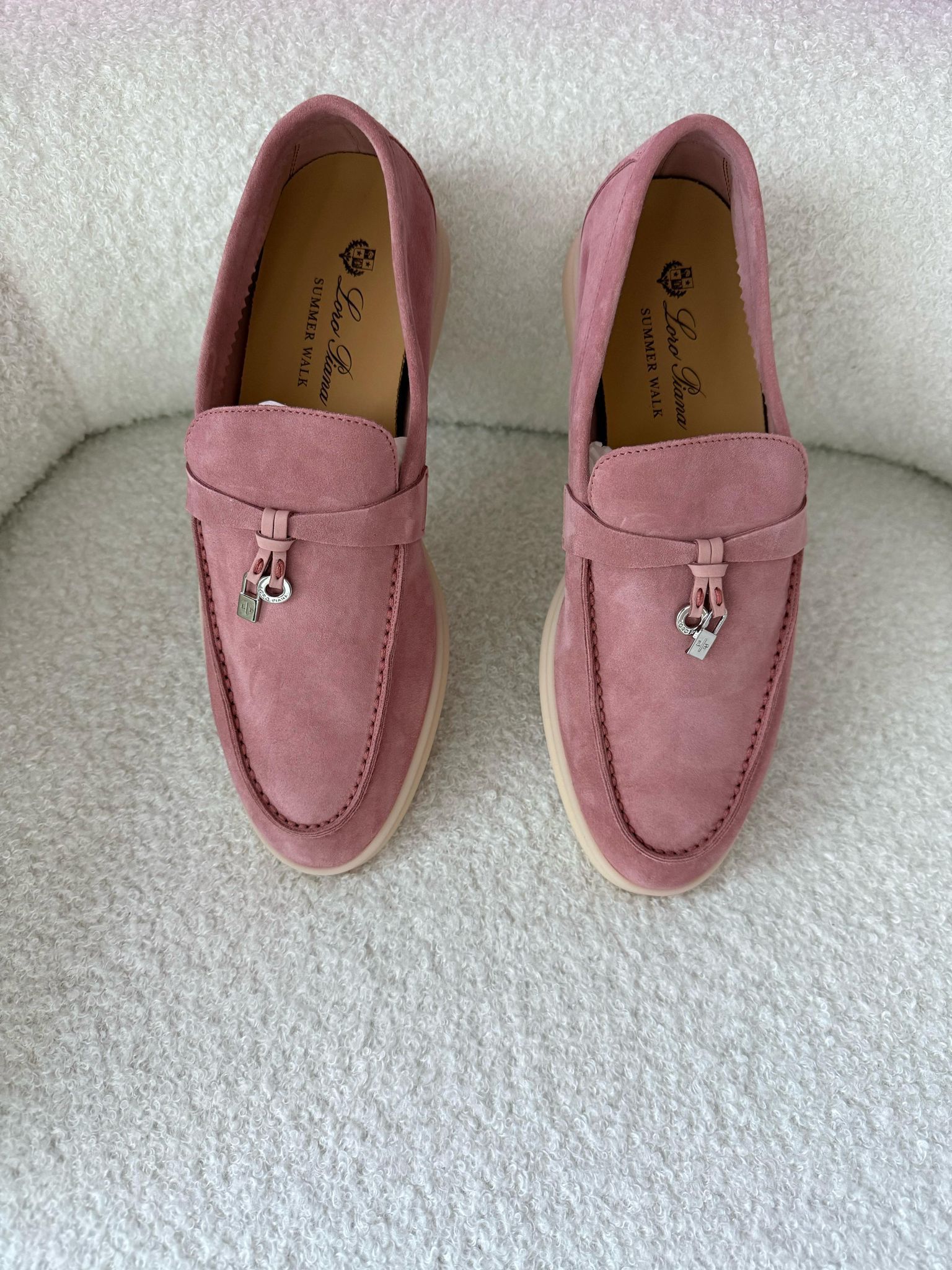 Loro Piana Summer Charms Walk Pink Loafers