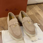 Loro Piana Summer Charms Walk Beige Loafers