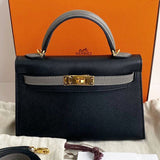 Kelly Mini Black/Gris Meyer Epsom GHW