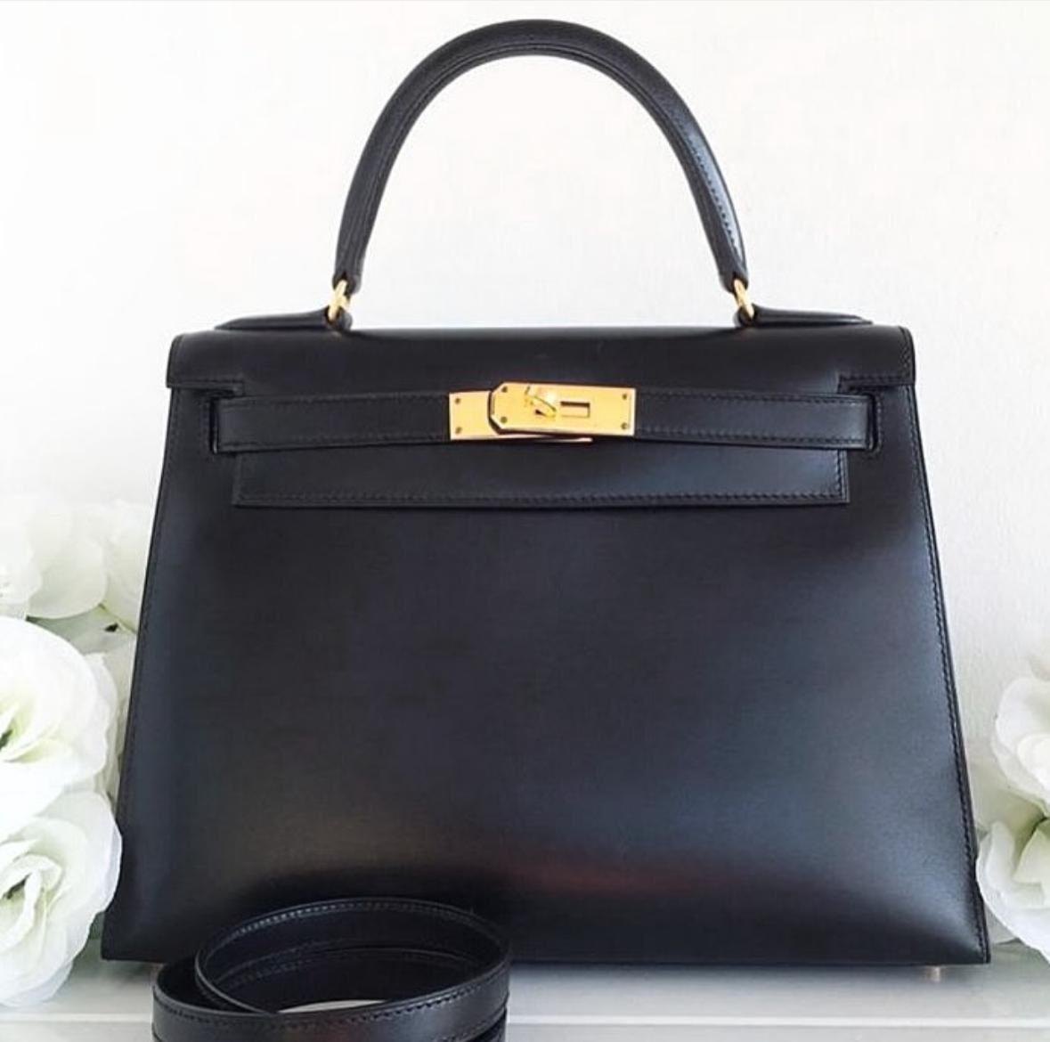 Hermès Kelly 28 Sellier Black Box Leather GHW