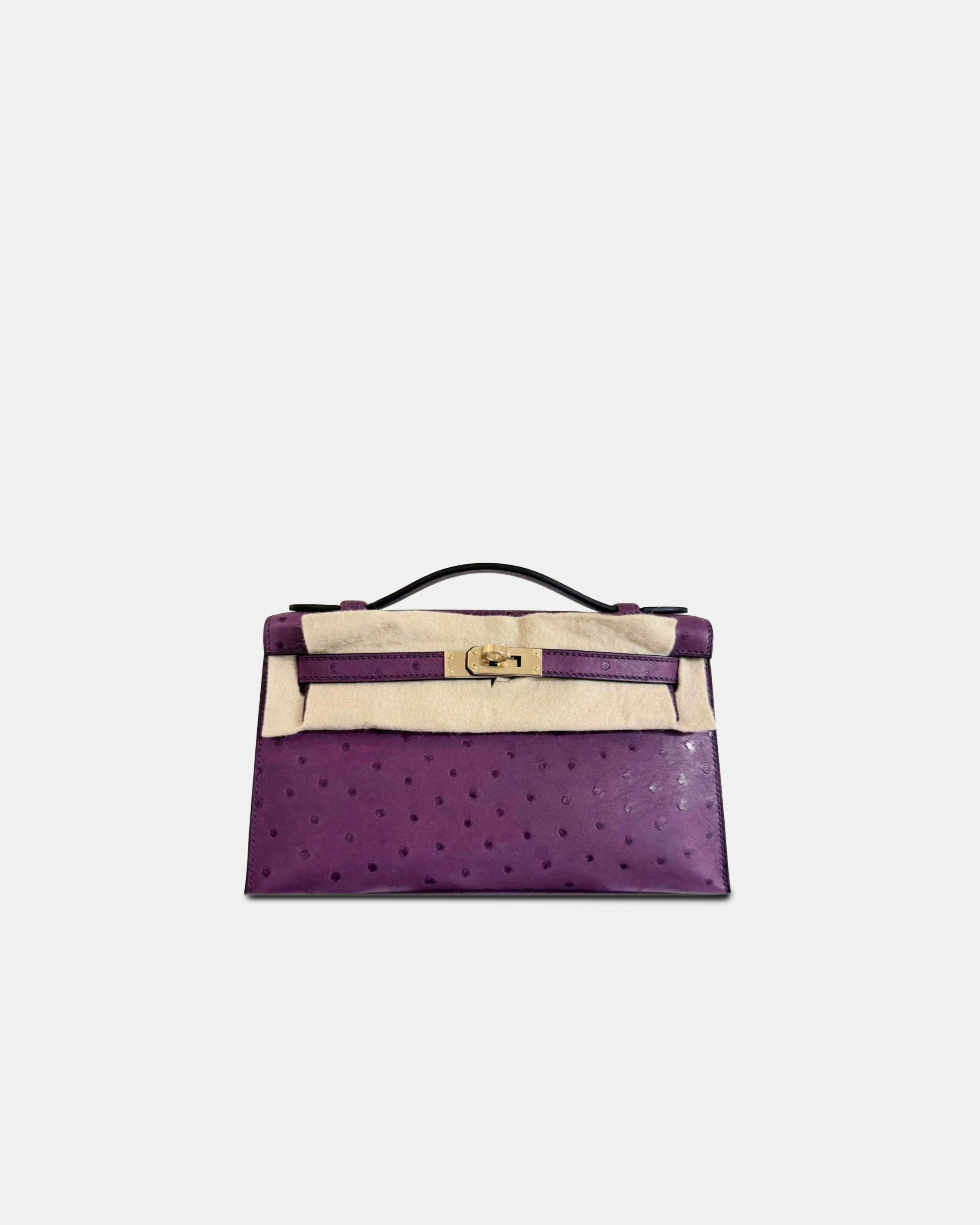 Hermès Kelly Pochette Violine Ostrich GHW