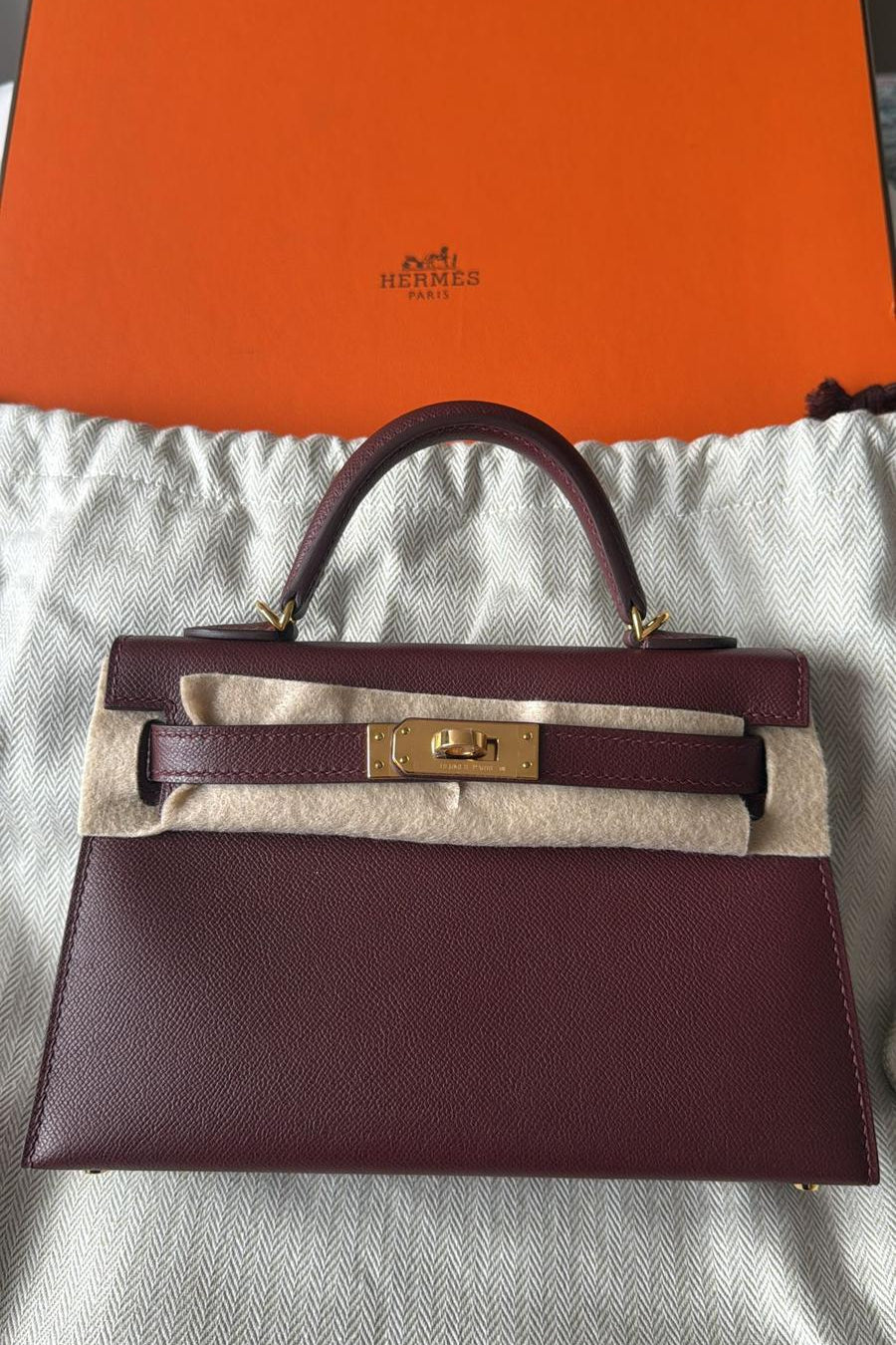 Hermès Mini kelly rouge h GHW