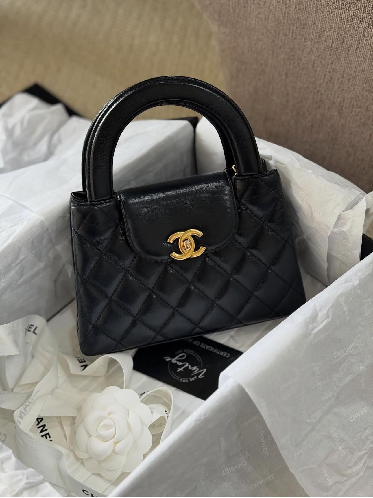 Chanel Black Mini Kelly Mini Calfskin GHW
