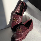 Chanel Burgundy Quilted Lambskin Loafers GHW