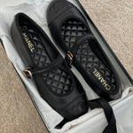 Chanel Mary Jane Quilted Flats Black