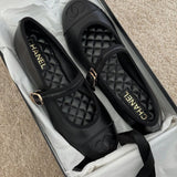 Chanel Mary Jane Quilted Flats Black