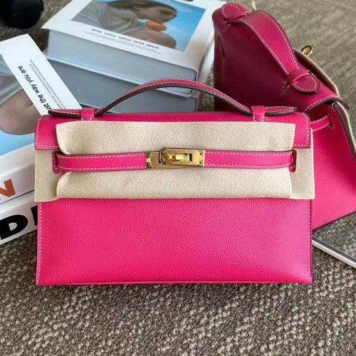 Hermès Kelly Pochette Rose Tyrien Epsom GHW
