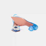 Amina Muaddi Rosie Glass PVC transparent blue slingback pumps with crystal buckle detail