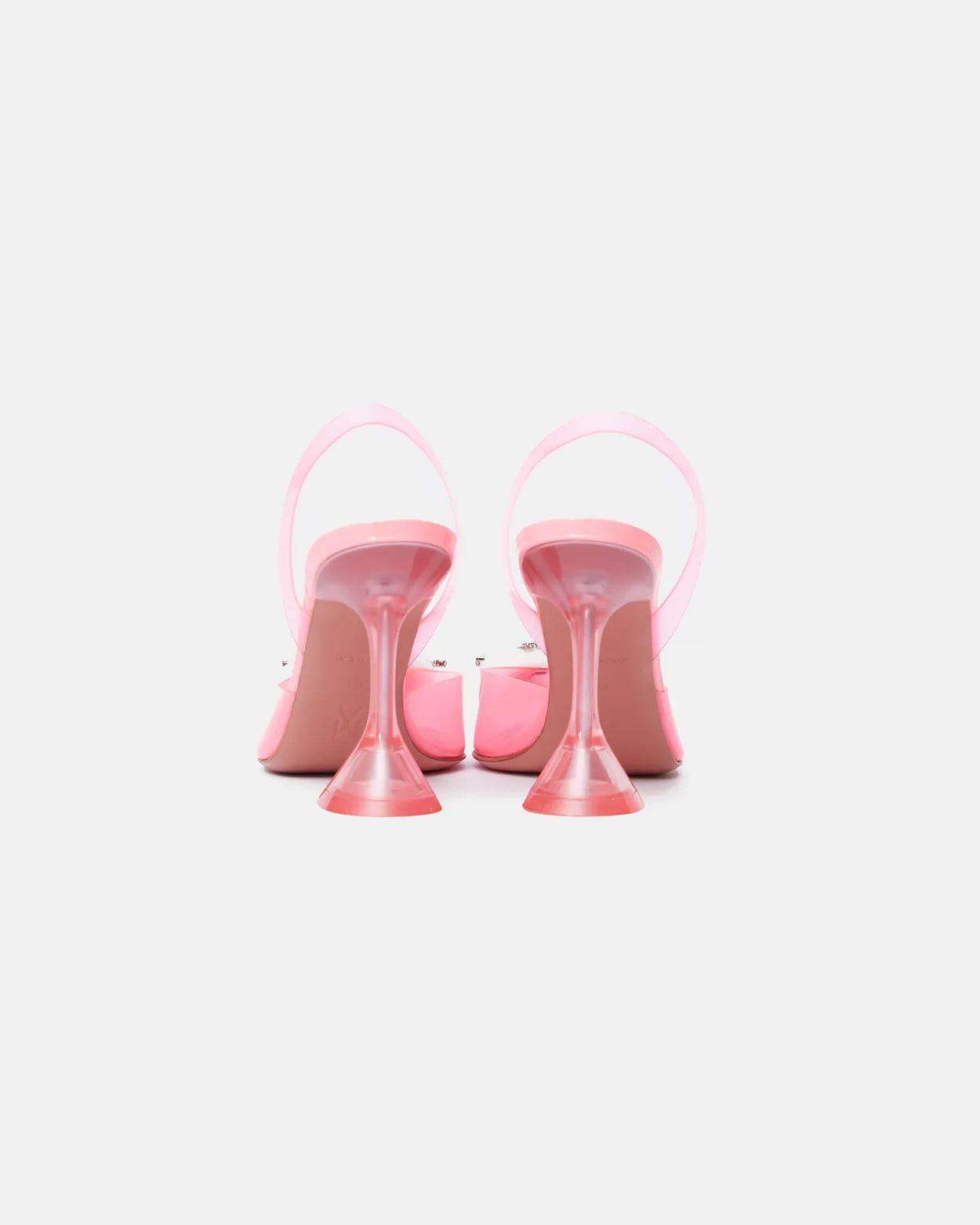 Amina Muaddi Rosie Glass PVC pink transparent slingback pumps with crystal buckle detail