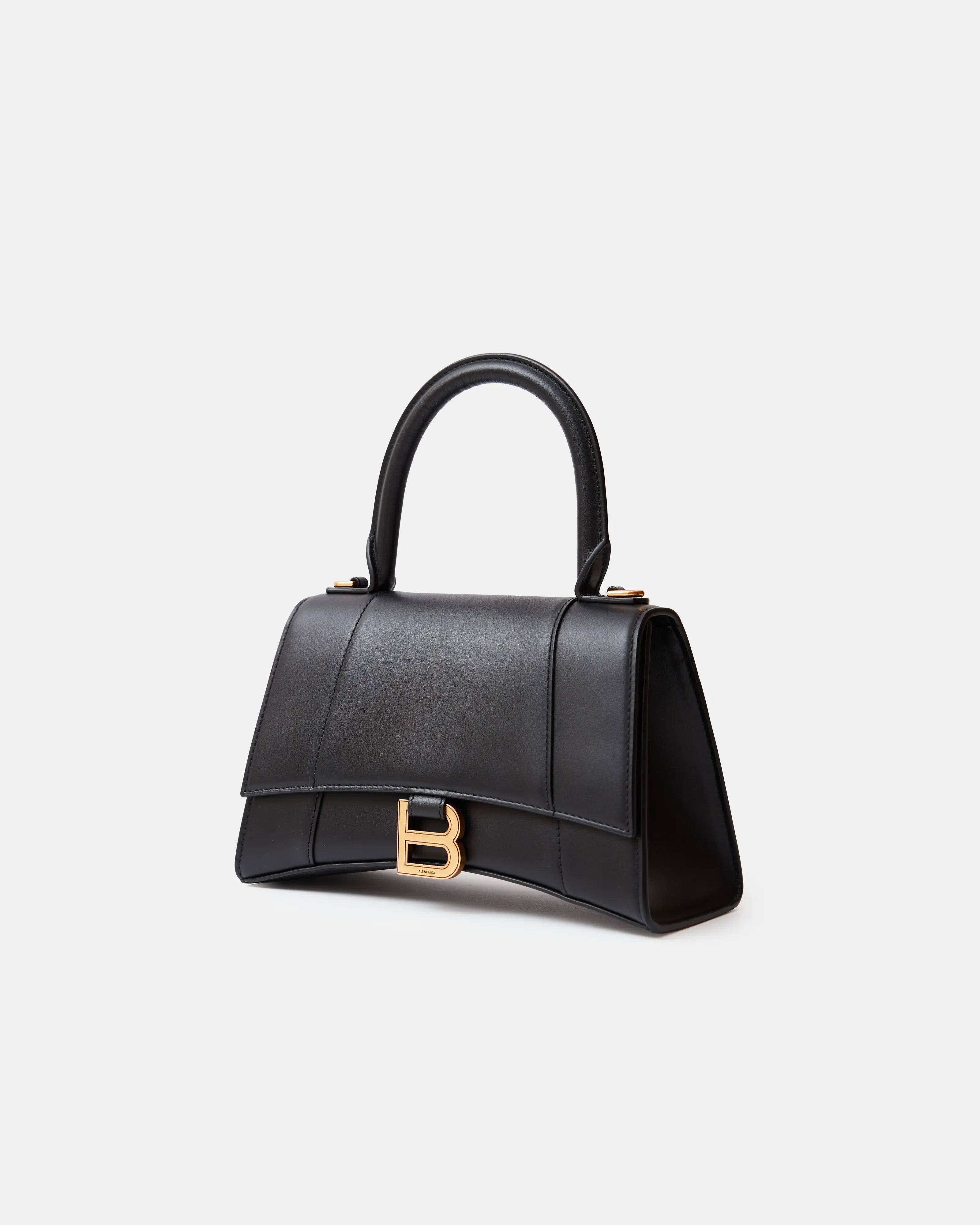 Balenciaga Small Hourglass Handbag in Black color and Box leather in GHW 