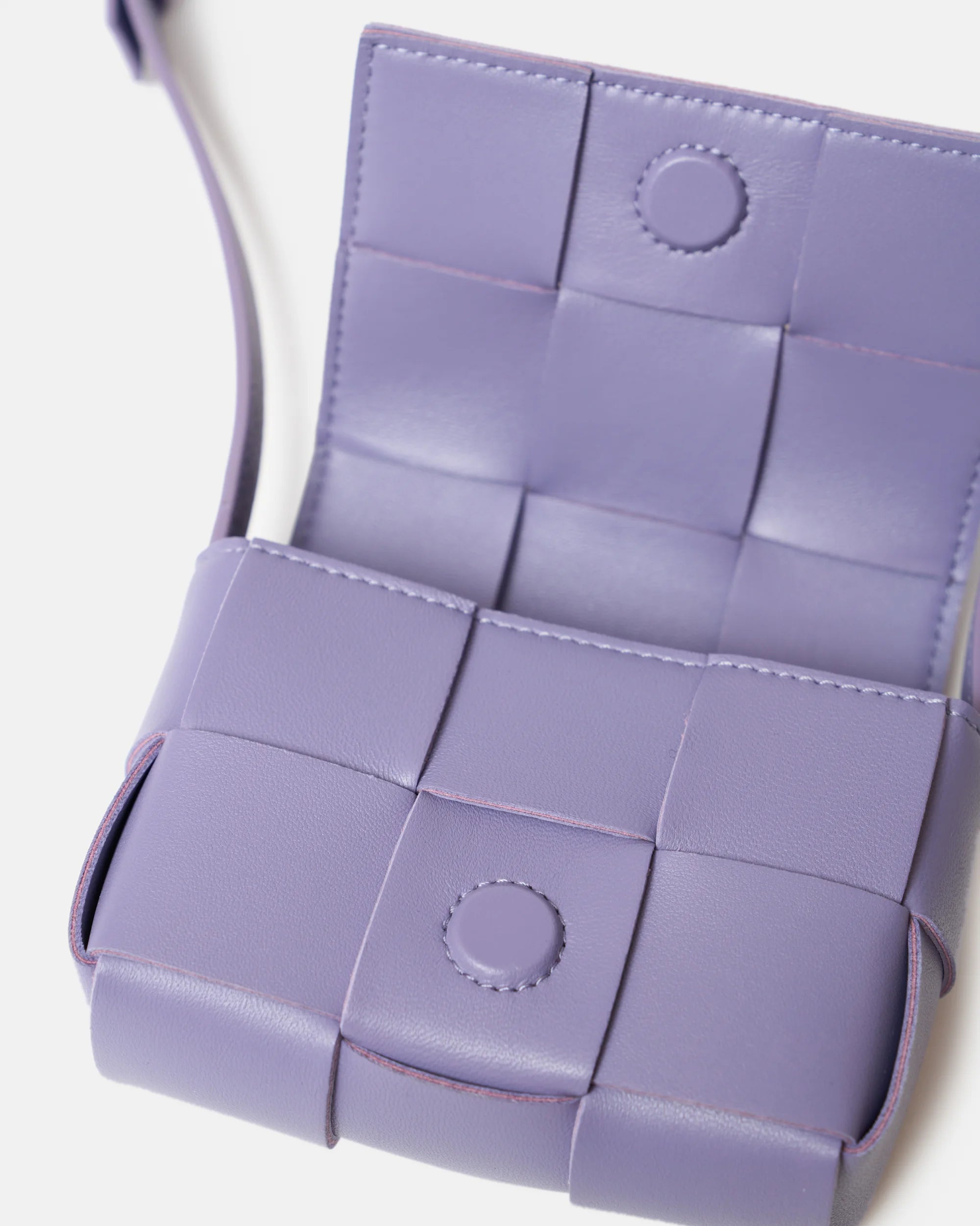 Bottega Veneta Candy Cassette Crossbody in Wisteria color and Lambskin Leather